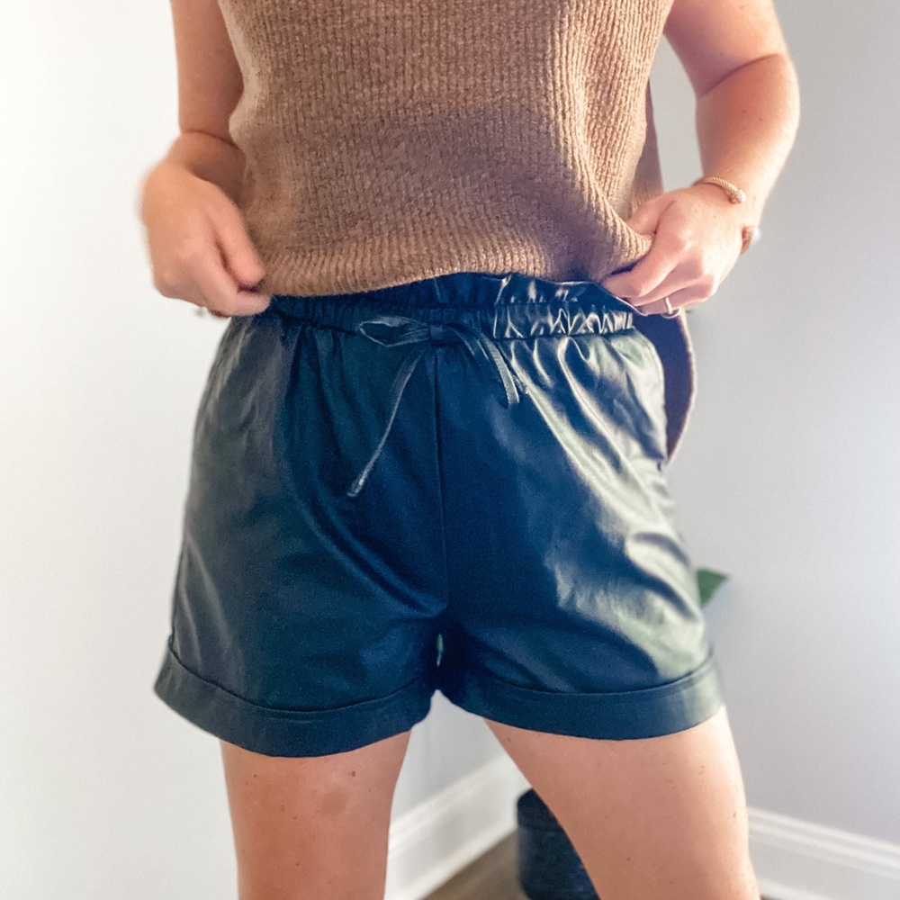 Leather Paper Bag Shorts